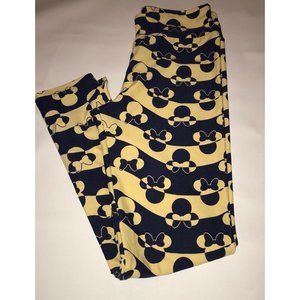 Lularoe Disney Leggings Minnie Mouse OS One Size Navy Blue Yellow